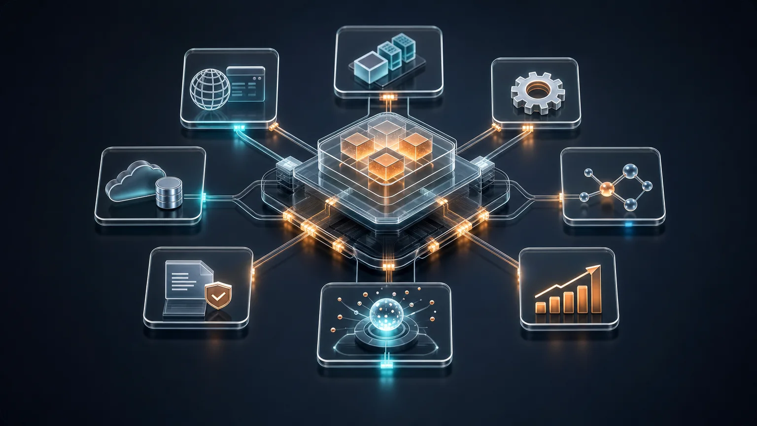 A modular business system representing applications, integrations and process automation at Masta Software House